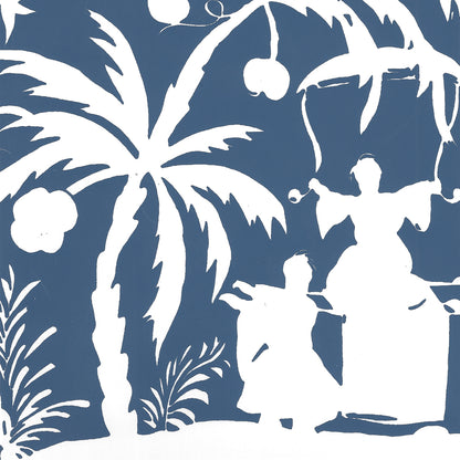Lyford Background Navy on White wallpaper by China Seas