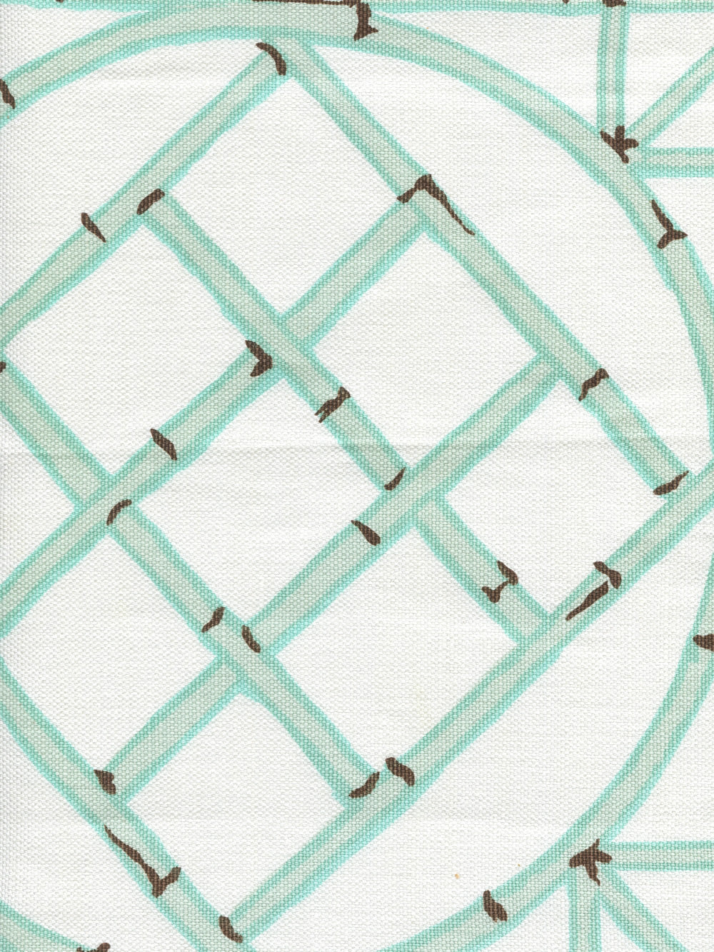 Lyford Trellis Aqua Brown fabric by China Seas