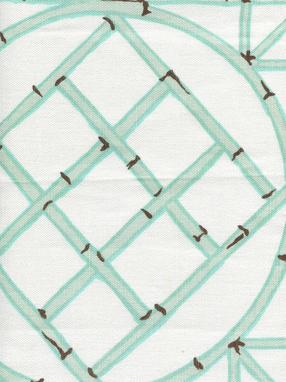 Lyford Trellis Aqua Brown fabric by China Seas
