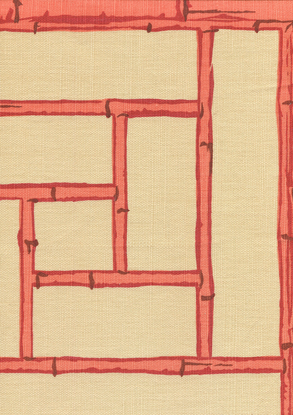 Lyford Trellis Red Merlot Cream fabric by China Seas