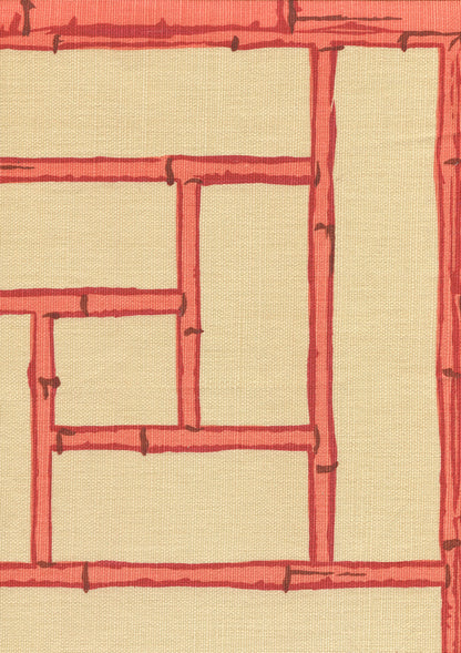 Lyford Trellis Red Merlot Cream fabric by China Seas