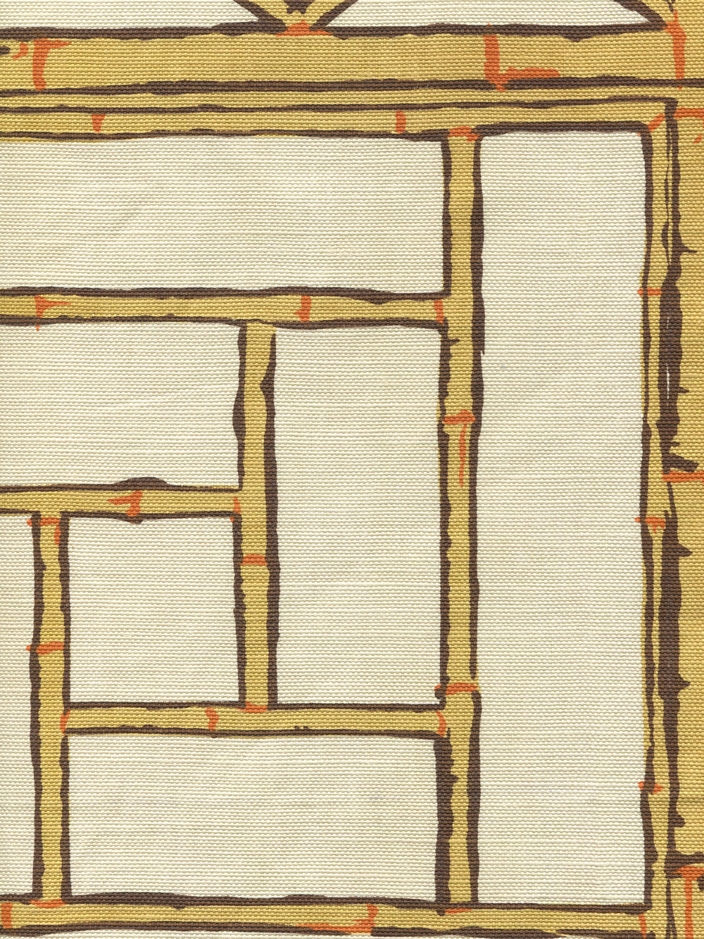 Lyford Trellis Beige Taupe Orange fabric by China Seas