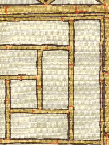 Lyford Trellis Beige Taupe Orange fabric by China Seas