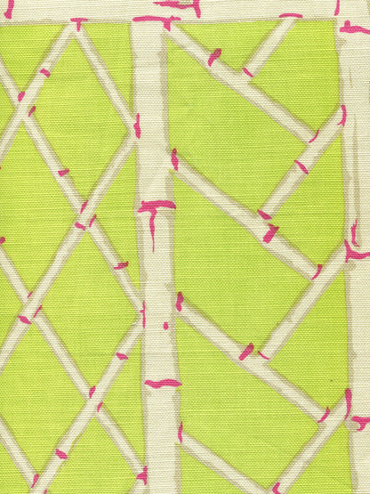 Lyford Trellis Lime Magenta Cream fabric by China Seas