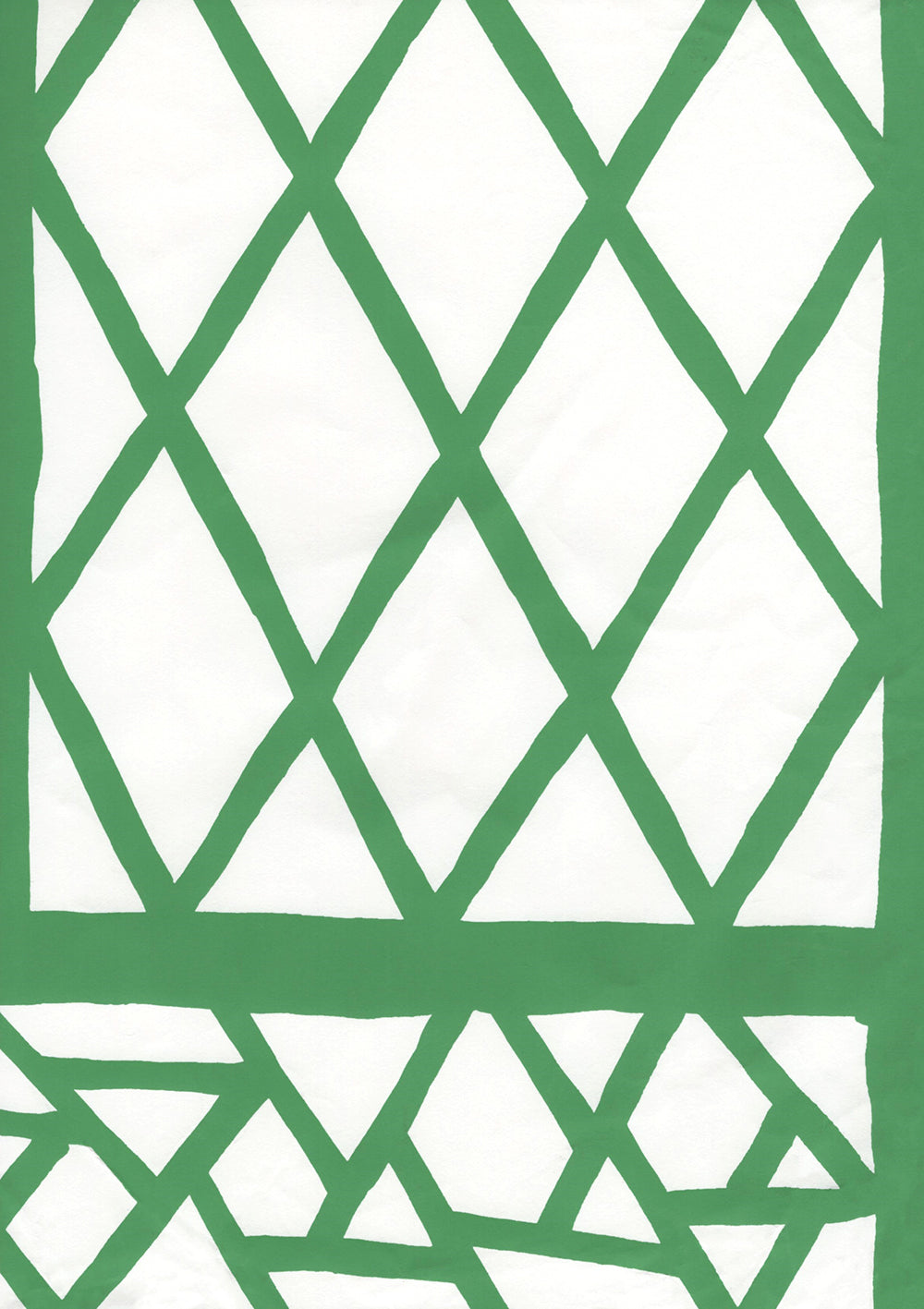 Lyford Trellis One Color Forest Clover Green on White wallpaper by China Seas