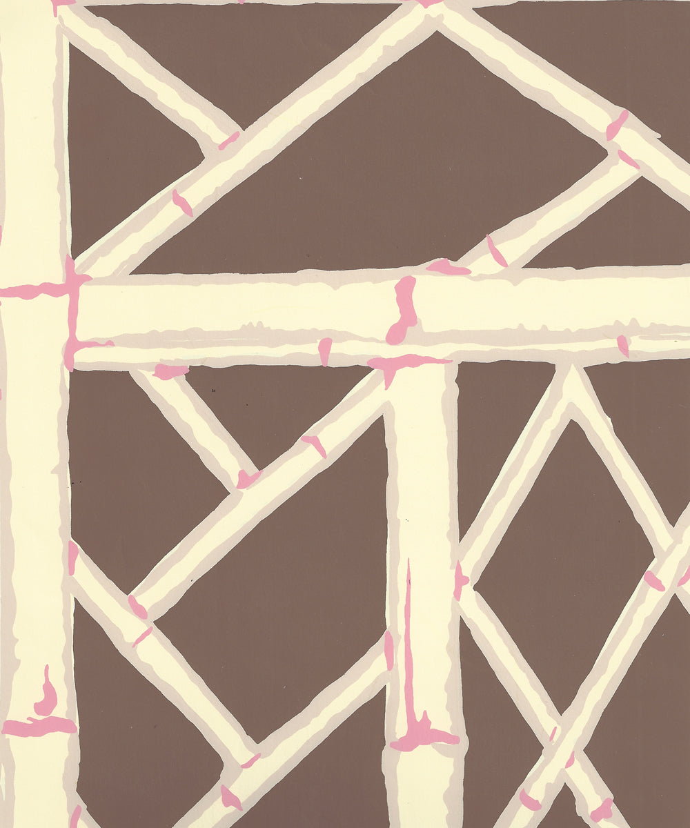 Lyford Trellis Brown Beige Taupe Pink wallpaper by China Seas