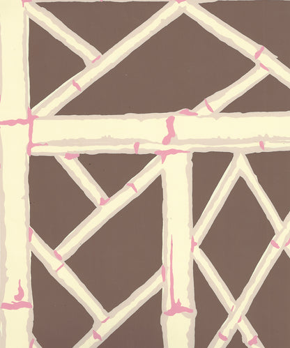 Lyford Trellis Brown Beige Taupe Pink wallpaper by China Seas