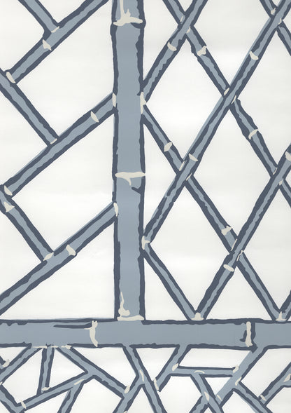 Lyford Trellis Slate Cream on White wallpaper by China Seas