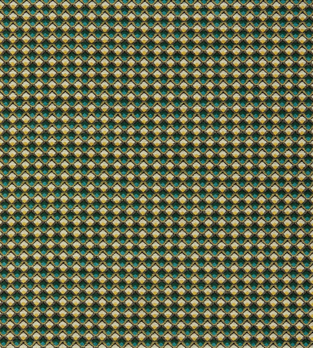 Lyra Fabric by Clarke & Clarke Teal/Citrus