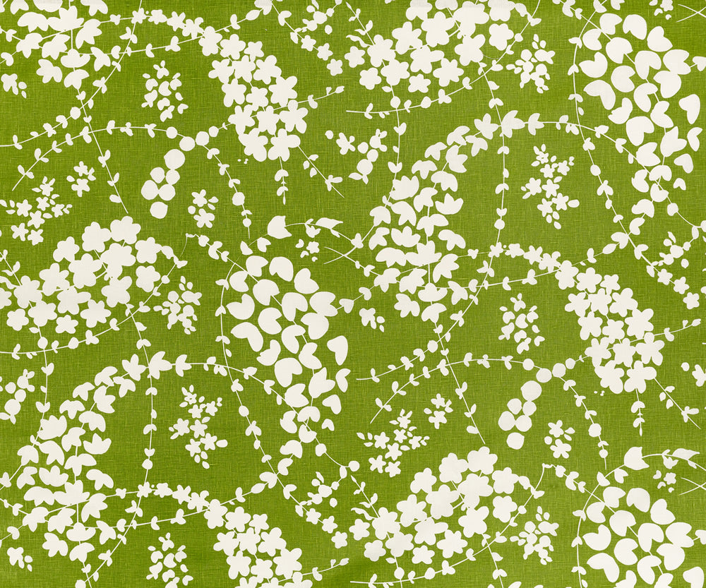 Lysette Reverse Moss Green on Light Tint fabric by China Seas