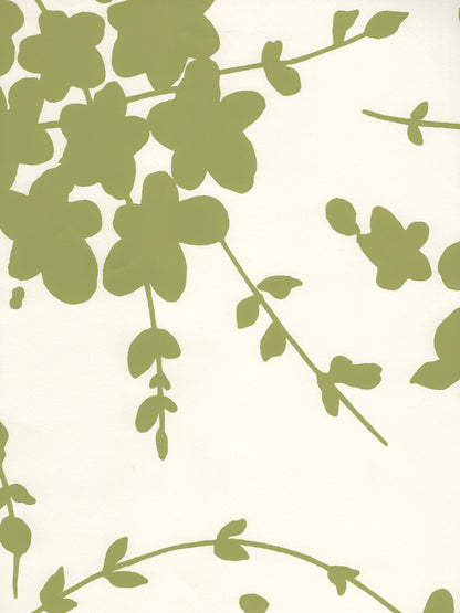 Lysette Chartreuse on Almost White wallpaper by China Seas