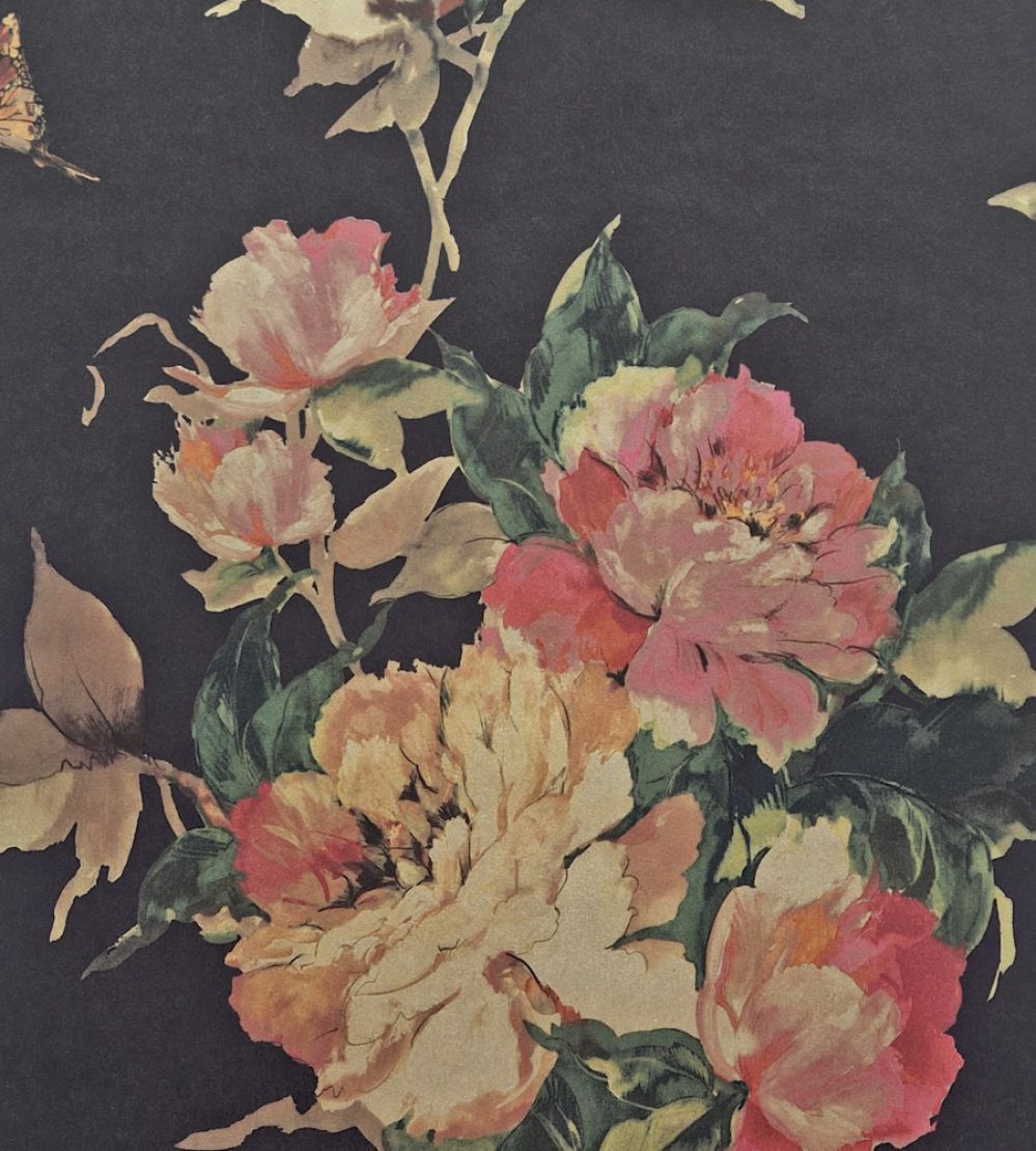 Madama Butterfly Wallpaper by 1838 Wallcoverings Ebony