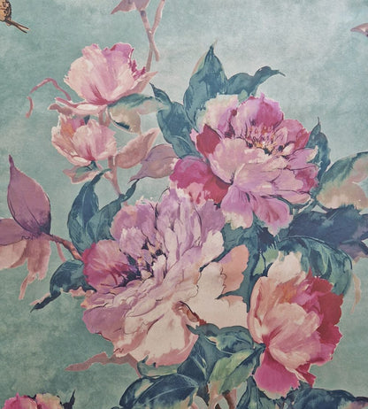 Madama Butterfly Wallpaper by 1838 Wallcoverings Teal