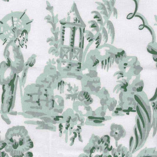 Madame Butterfly Celadon fabric by Quadrille