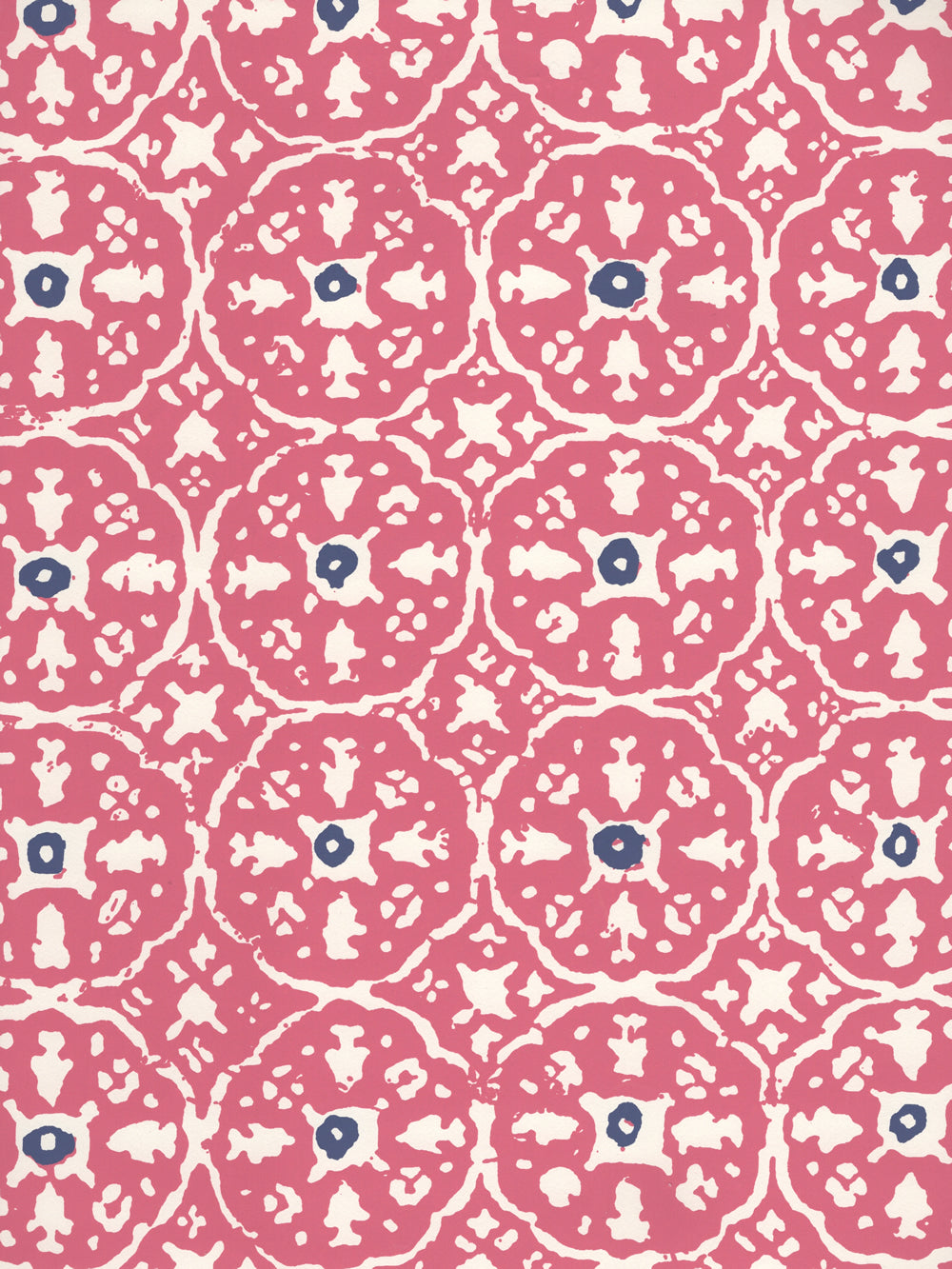 Nitik II Magenta Navy on Almost White (149-60WP) wallpaper by China Seas