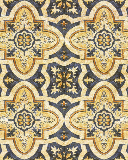 Maghreb Tile Blue, Yellow wallpaper by MINDTHEGAP