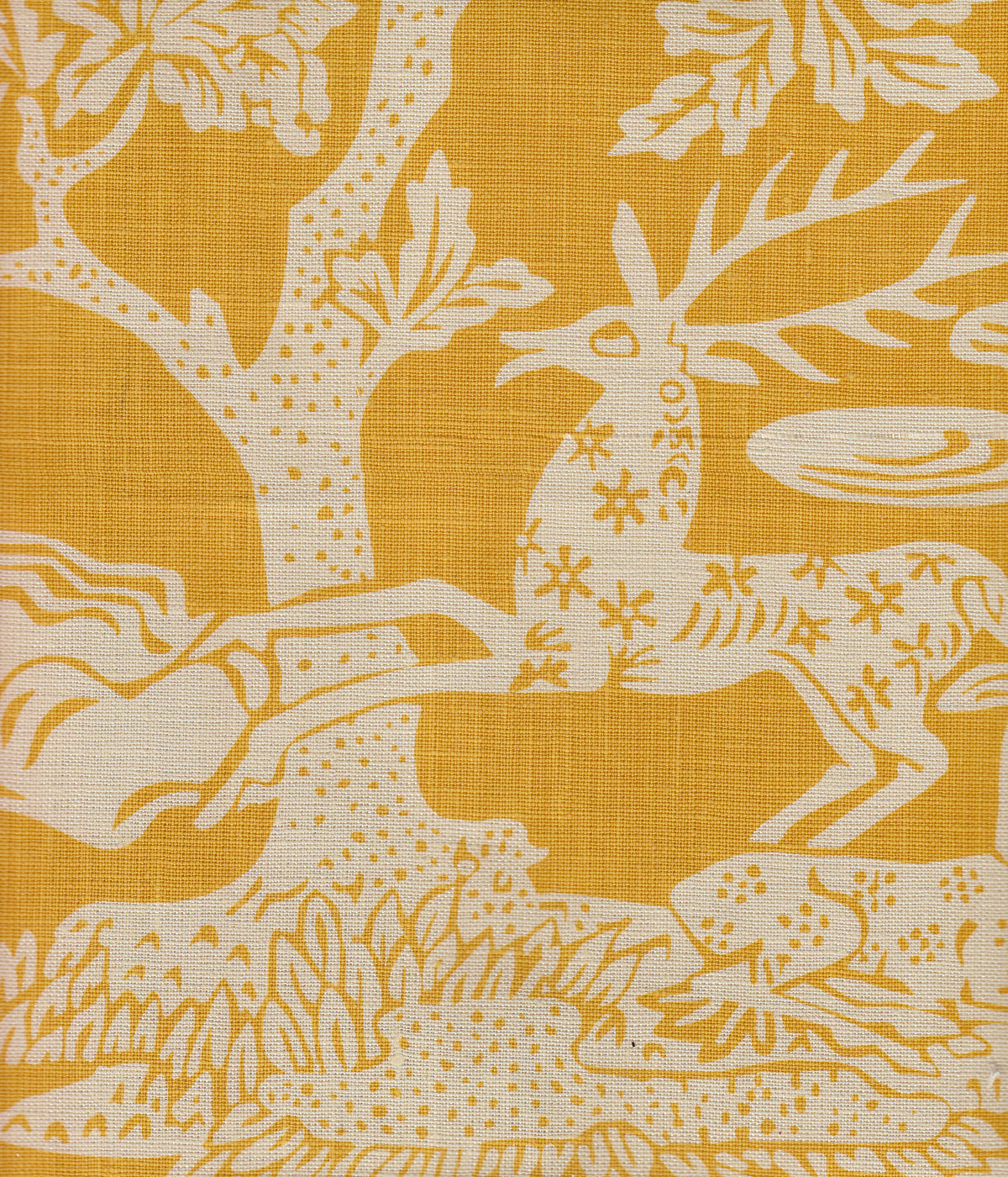 Magic Garden Reverse Yellow on Tan fabric by Quadrille