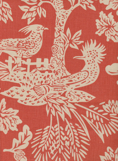 Magic Garden Reverse Burnt Orange on Tan fabric by Quadrille