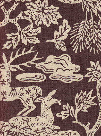 Magic Garden Reverse Brown on Tan fabric by Quadrille