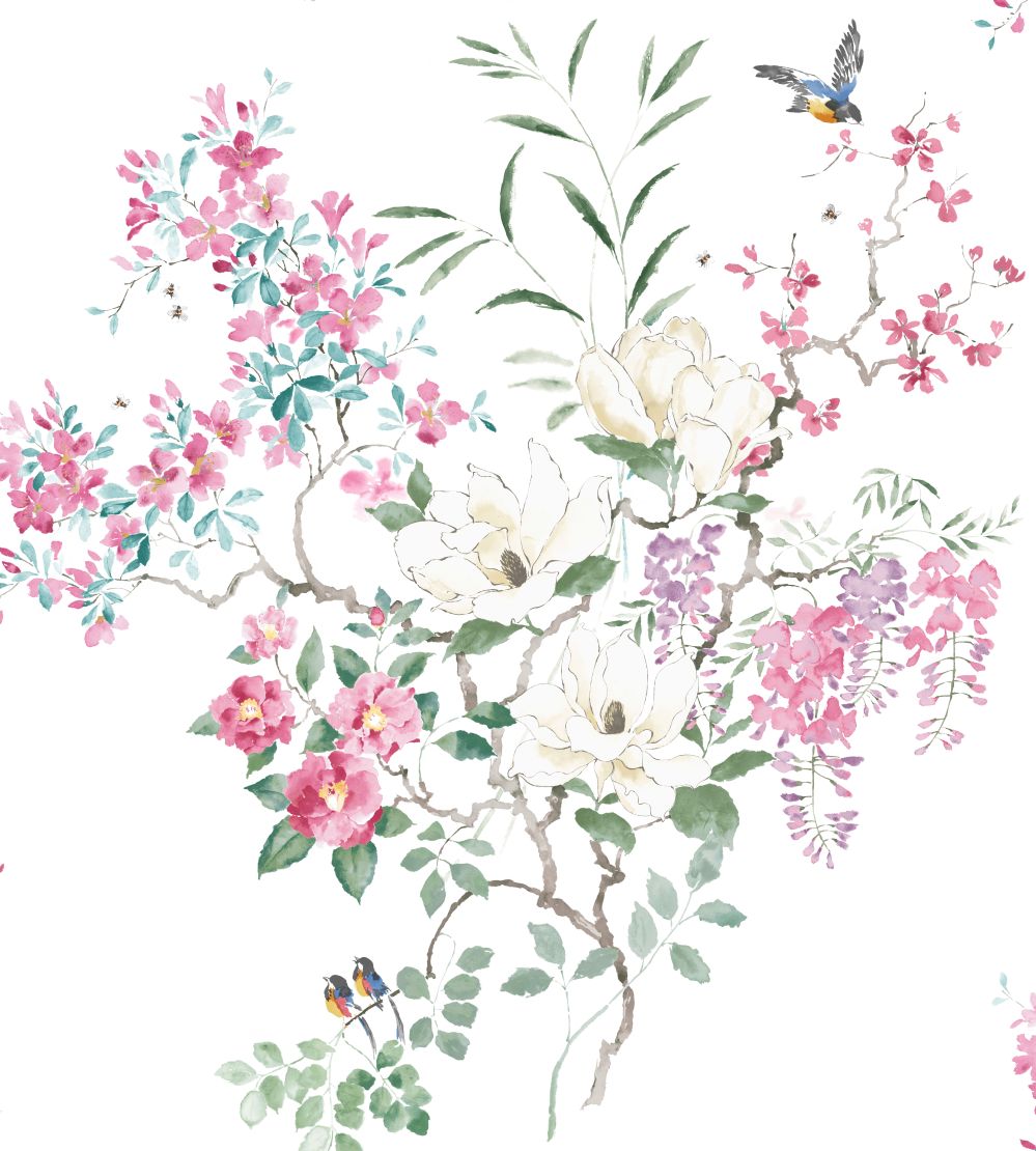 Magnolia Blossom Mural by Sanderson Blossom/Leaf
