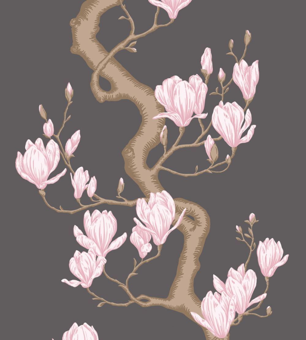 Magnolia Tree Wallpaper by Cole & Son Charcoal & Soft Pink