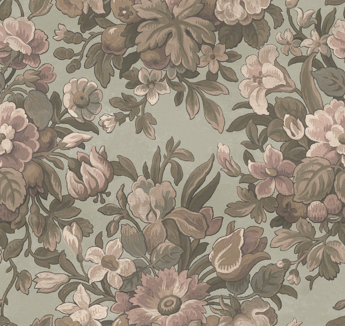 Majestic Vintage Garden Dusty Pink mural by Rebel Walls