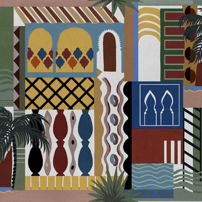 Majorelle wallpaper by Coordonné in Mustard, flat pattern view