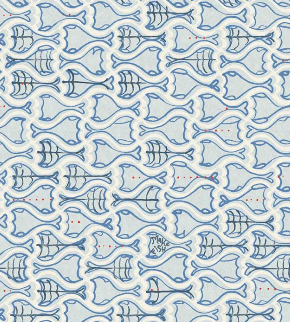 Make Fish Wallpaper by Christopher Farr Cloth Cobalt