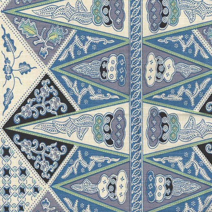 Malay Stripe French Blue on White fabric by China Seas