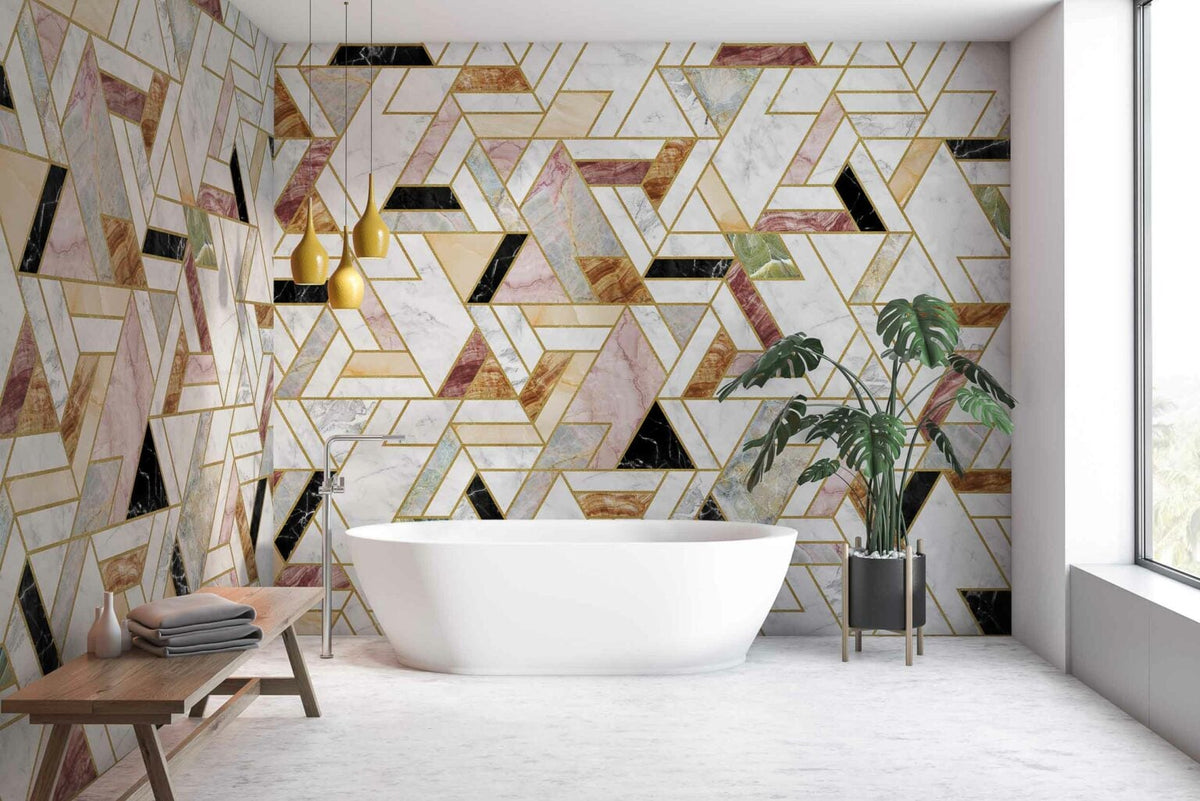 Malla mural by Coordonné in Coralina, shown in a styled room