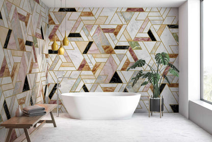 Malla mural by Coordonné in Coralina, shown in a styled room