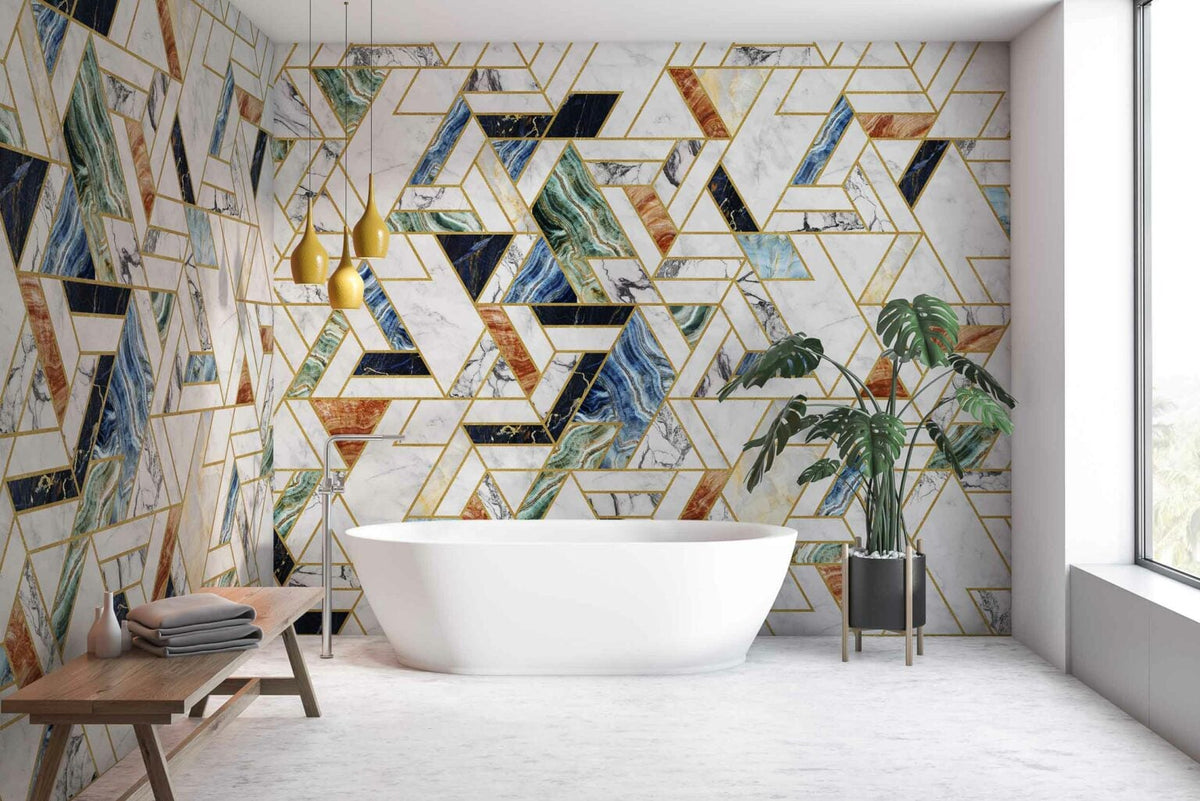 Malla mural by Coordonné in Lazurita, shown in a styled room