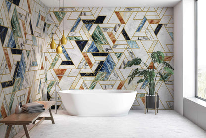 Malla mural by Coordonné in Lazurita, shown in a styled room