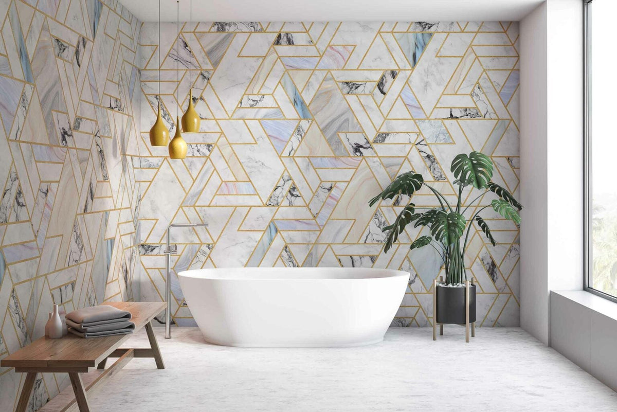 Malla mural by Coordonné in Macael, shown in a styled room