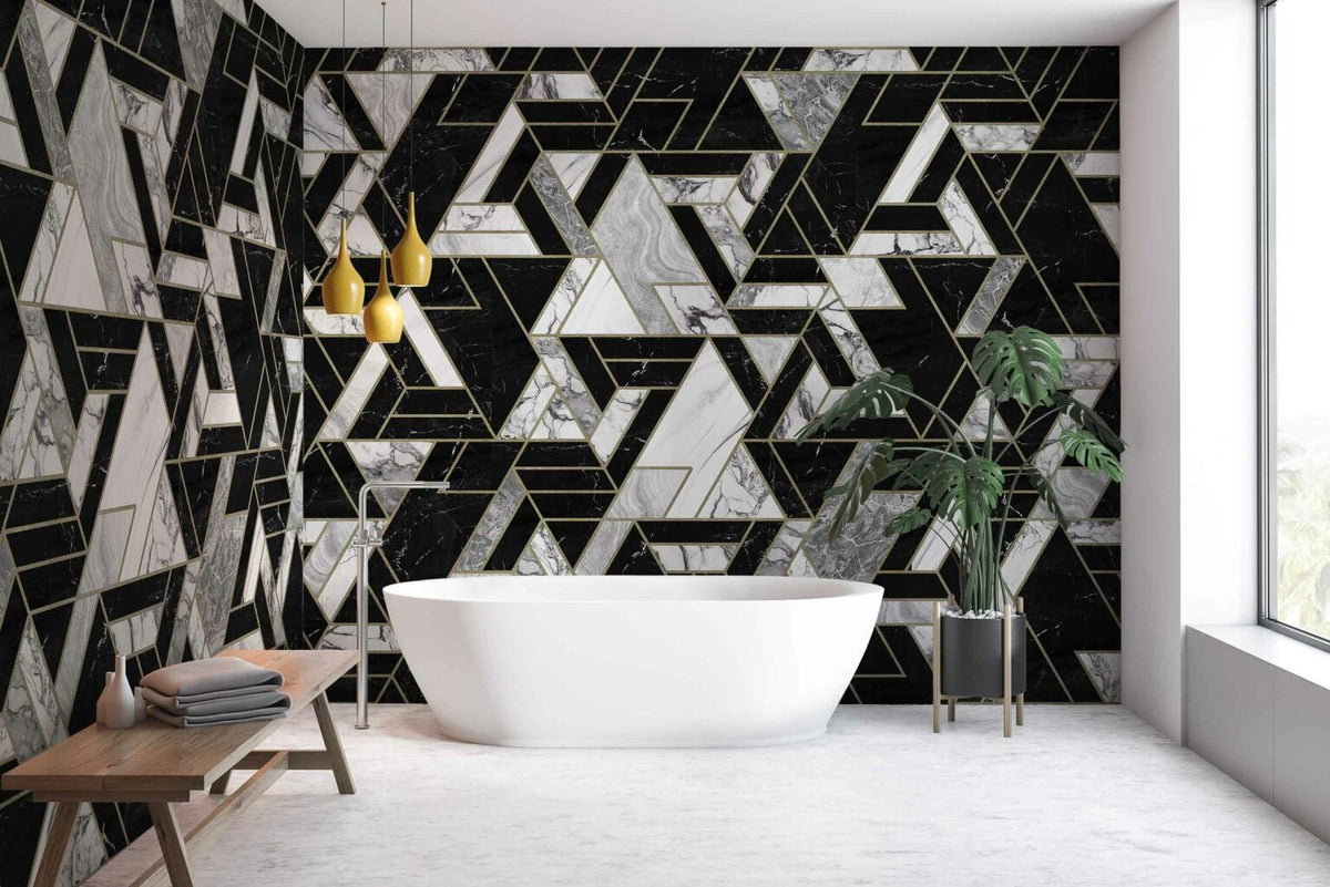 Malla mural by Coordonné in Marquina, shown in a styled room