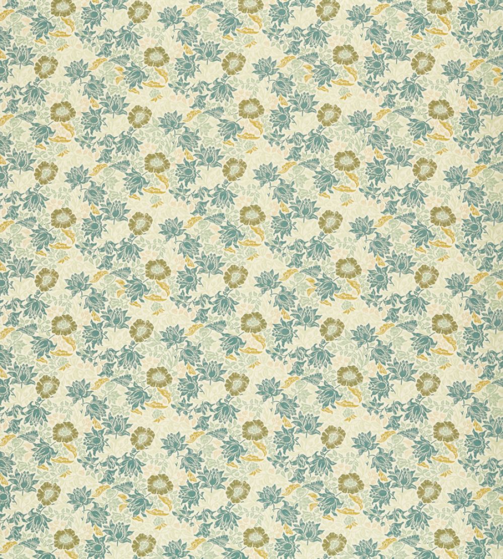 Mallow Jacquard Fabric by Clarke & Clarke Mineral/Chartreuse