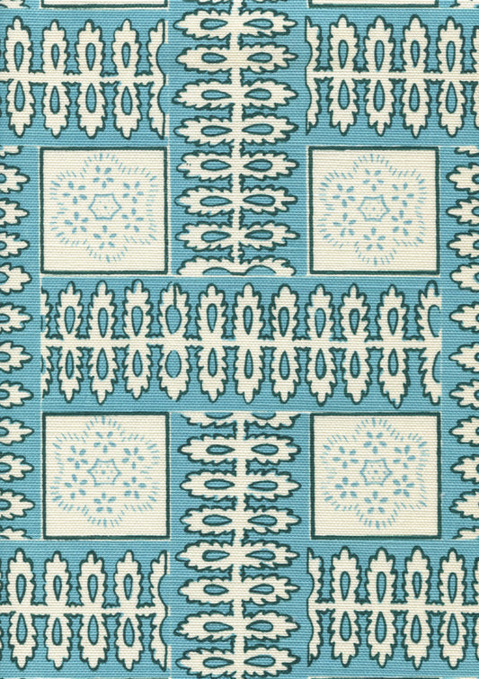 Manchester by the Sea Turquoise Ribbon fabric by Quadrille