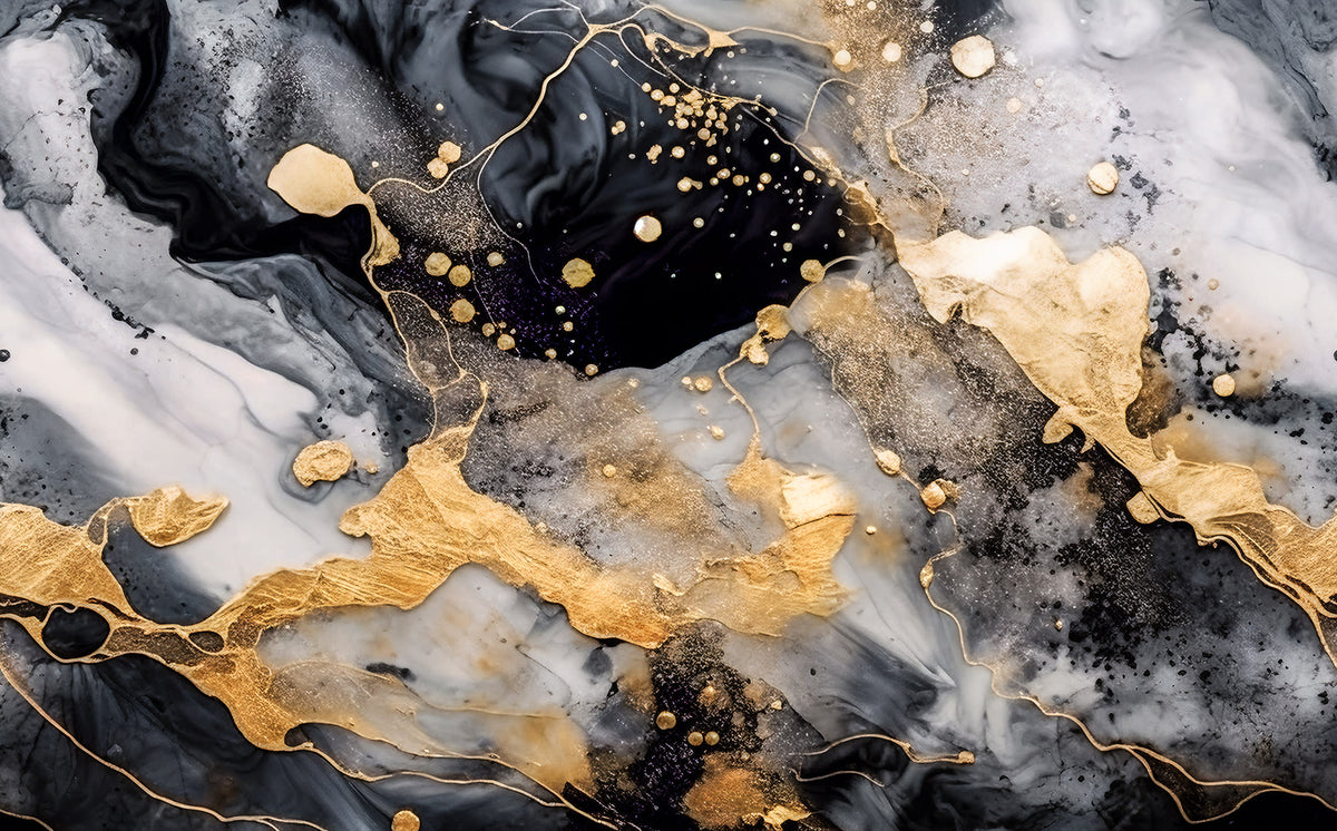 Marble Stream Black mural by Rebel Walls