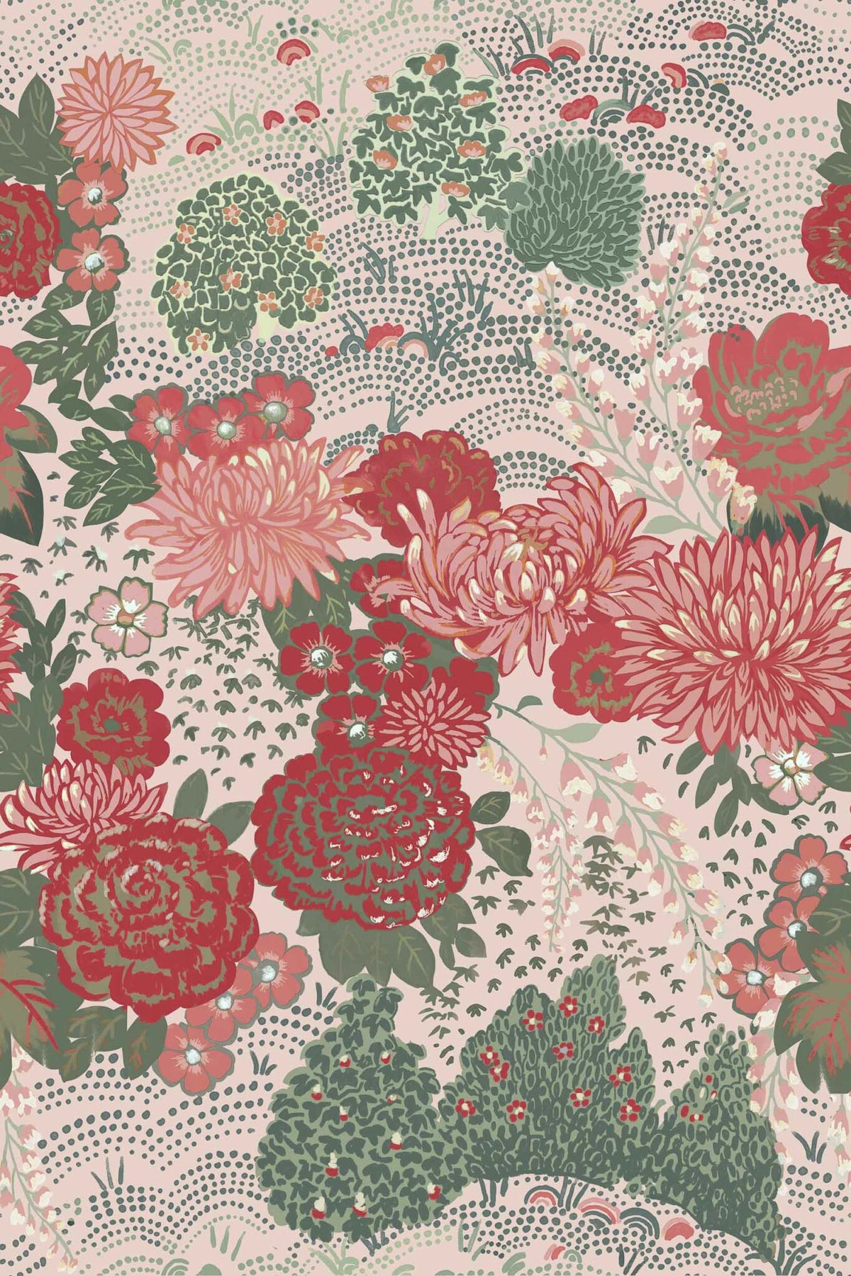Maria Luisa wallpaper by Coordonné in Carmesí, flat pattern view