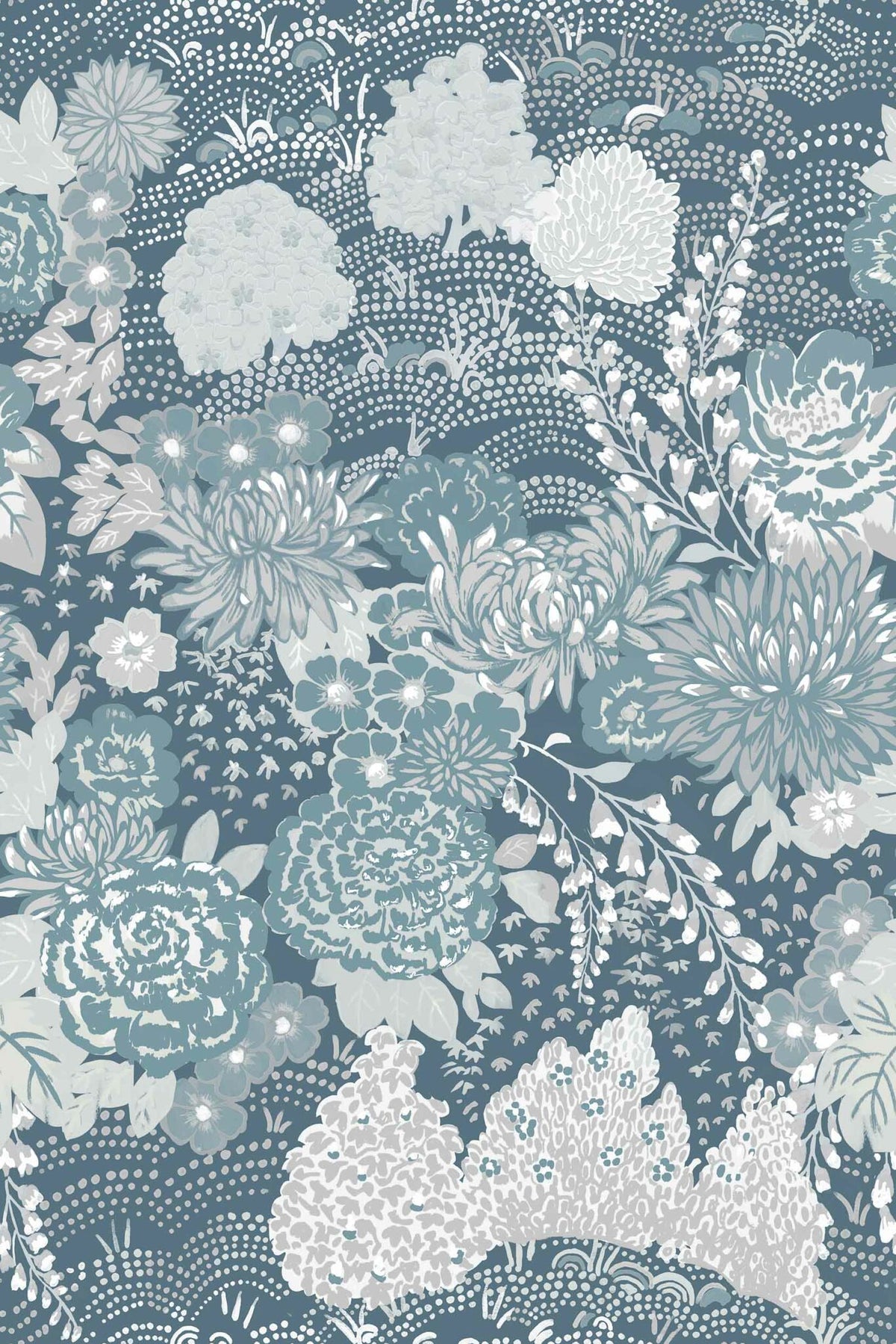 Maria Luisa wallpaper by Coordonné in Celadón, flat pattern view