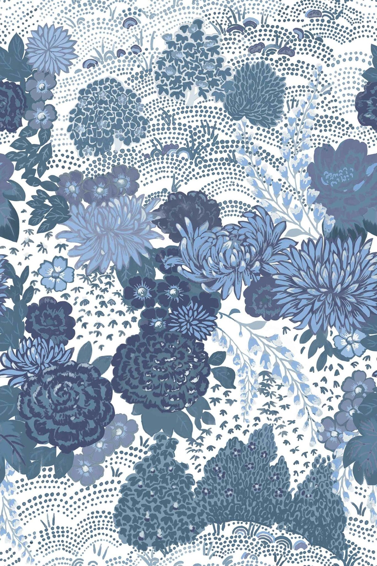 Maria Luisa wallpaper by Coordonné in Índigo, flat pattern view