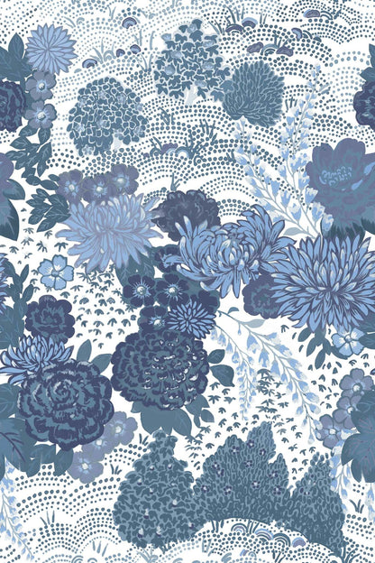 Maria Luisa wallpaper by Coordonné in Índigo, flat pattern view