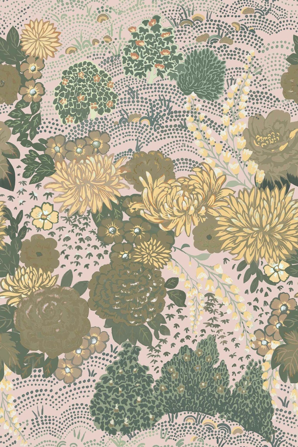 Maria Luisa wallpaper by Coordonné in Rosáceo, flat pattern view