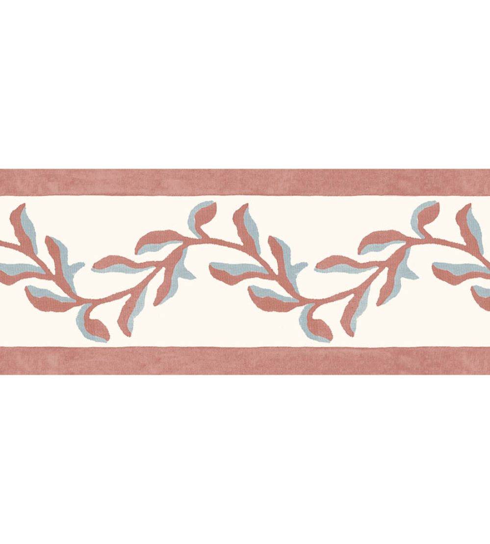 Mariana Floral Border Wallpaper by DADO Red and Blue