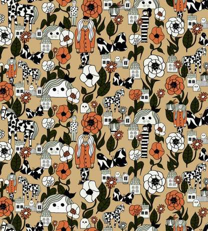 Marikyla Wallpaper by Marimekko Oranges/Sand