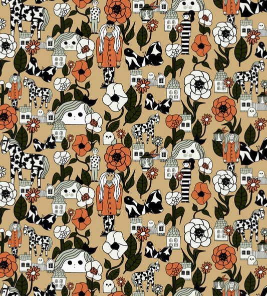 Marikyla Wallpaper by Marimekko Oranges/Sand