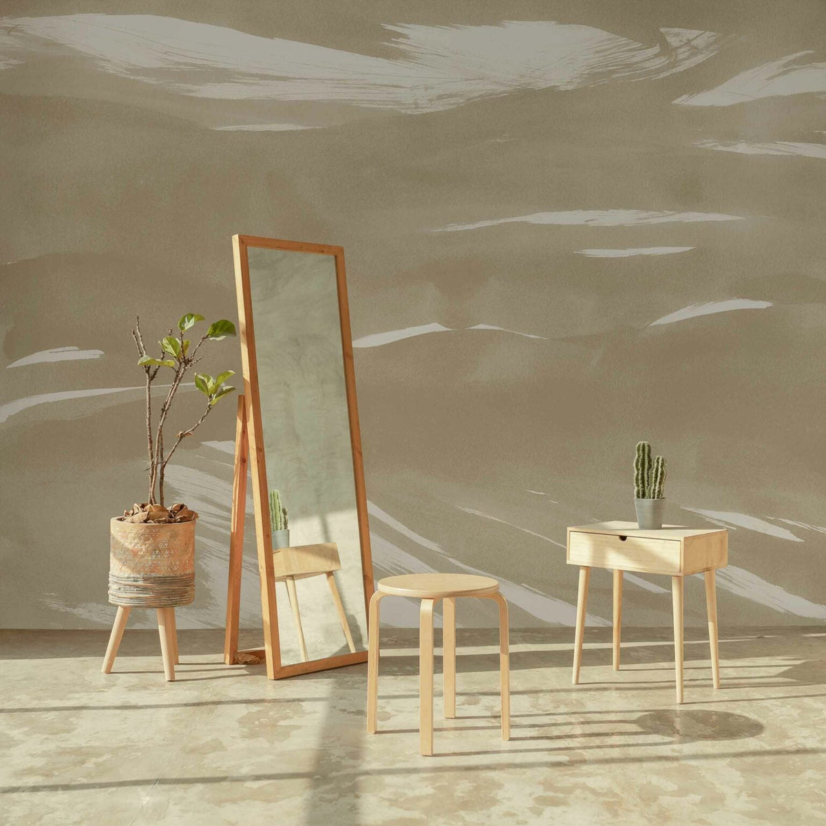 Marine Xray mural by Coordonné in Dune, shown in a styled room