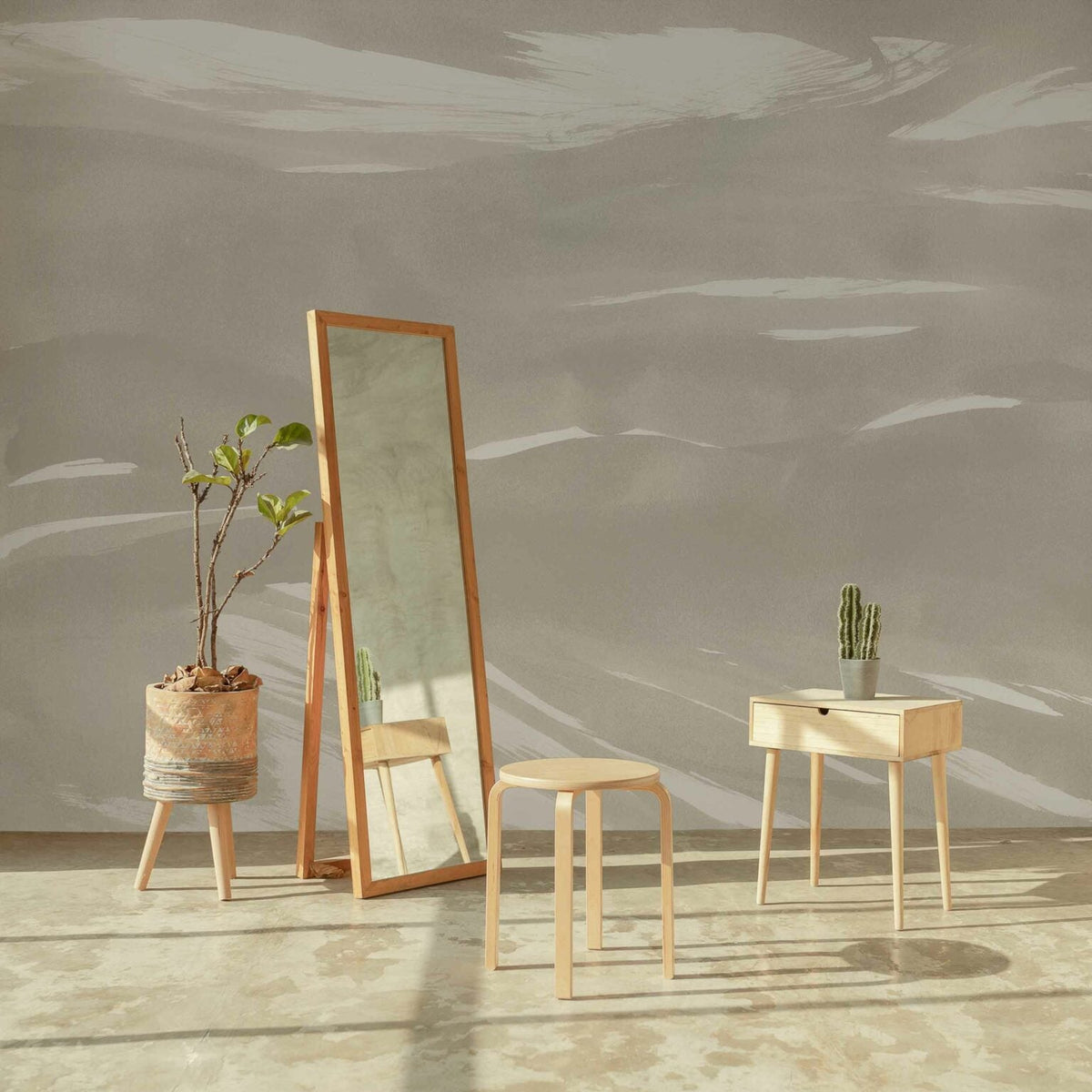 Marine Xray mural by Coordonné in Ice, shown in a styled room