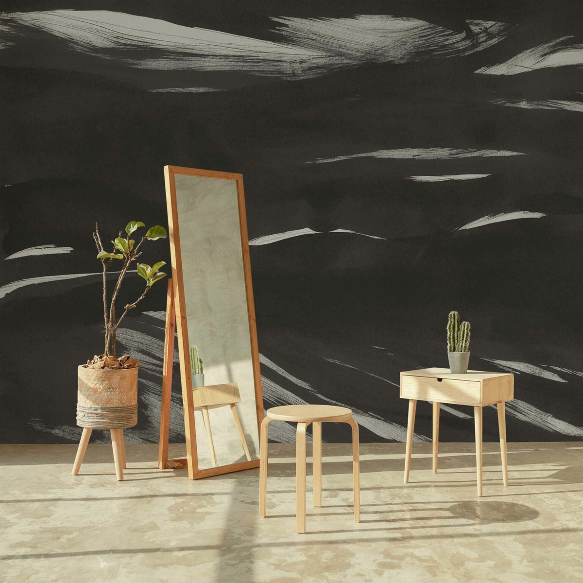 Marine Xray mural by Coordonné in Metallics Onyx, shown in a styled room