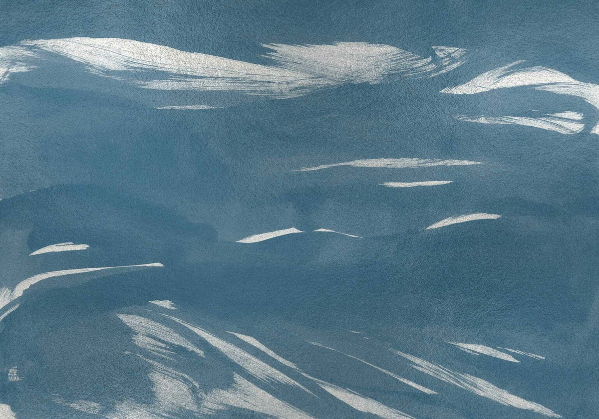 Marine Xray mural by Coordonné in Metallics Silver, flat pattern view